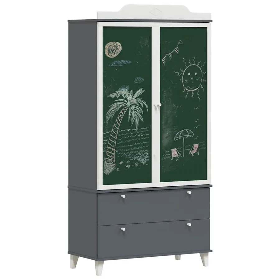 Armoire Tableau Noir ROROS Gris et blanc 90 x 45 x 180 cm - 3