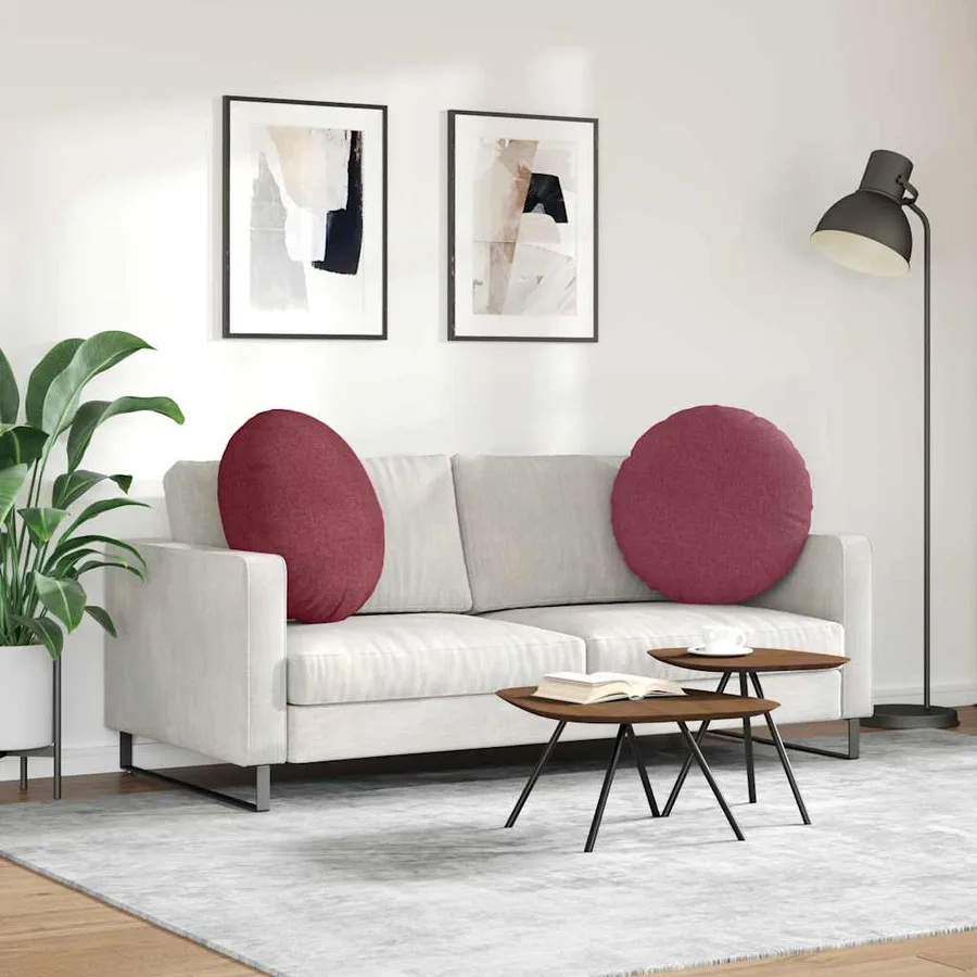 Coussins de siège 2 pcs Bordeaux Ø60 x 21 cm tissu - 4