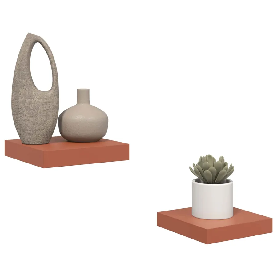 Étagère Murale 2 pcs Rouge 23 x 23,5 x 4 cm Bois d'ingénierie - 3