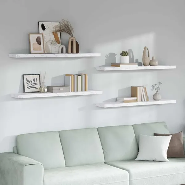 Étagère Murale 4 pcs Marbre blanc 120 x 23,5 x 4 cm