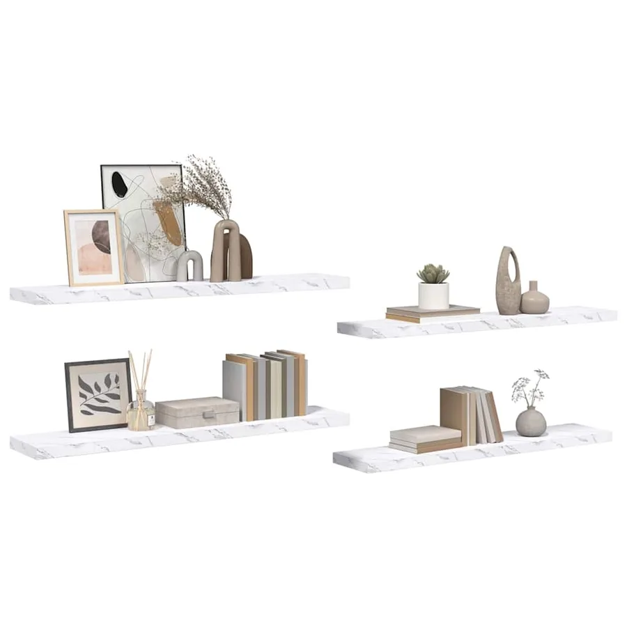 Étagère Murale 4 pcs Marbre blanc 120 x 23,5 x 4 cm - 3