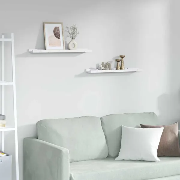Étagère Murale Montage mural 2 pcs Marbre blanc 60 x 9 x 3 cm