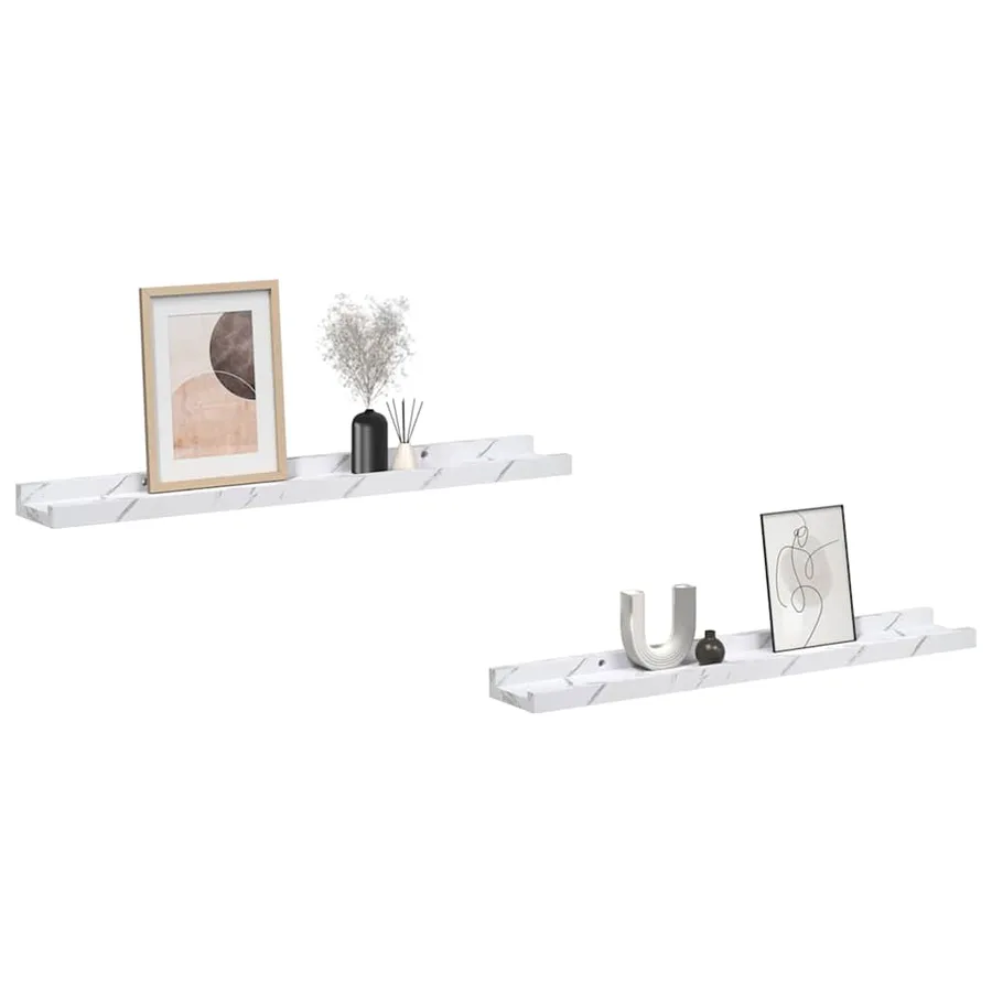 Étagère Murale Montage mural 2 pcs Marbre blanc 60 x 9 x 3 cm - 3