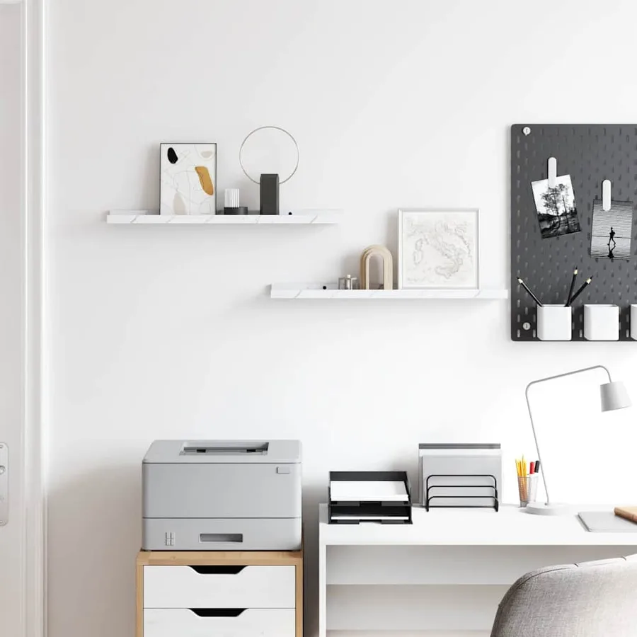 Étagère Murale Montage mural 2 pcs Marbre blanc 60 x 9 x 3 cm - 4