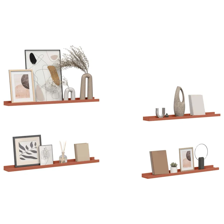 Étagère Murale Montage mural 4 pcs Rouge 80 x 9 x 3 cm - 3