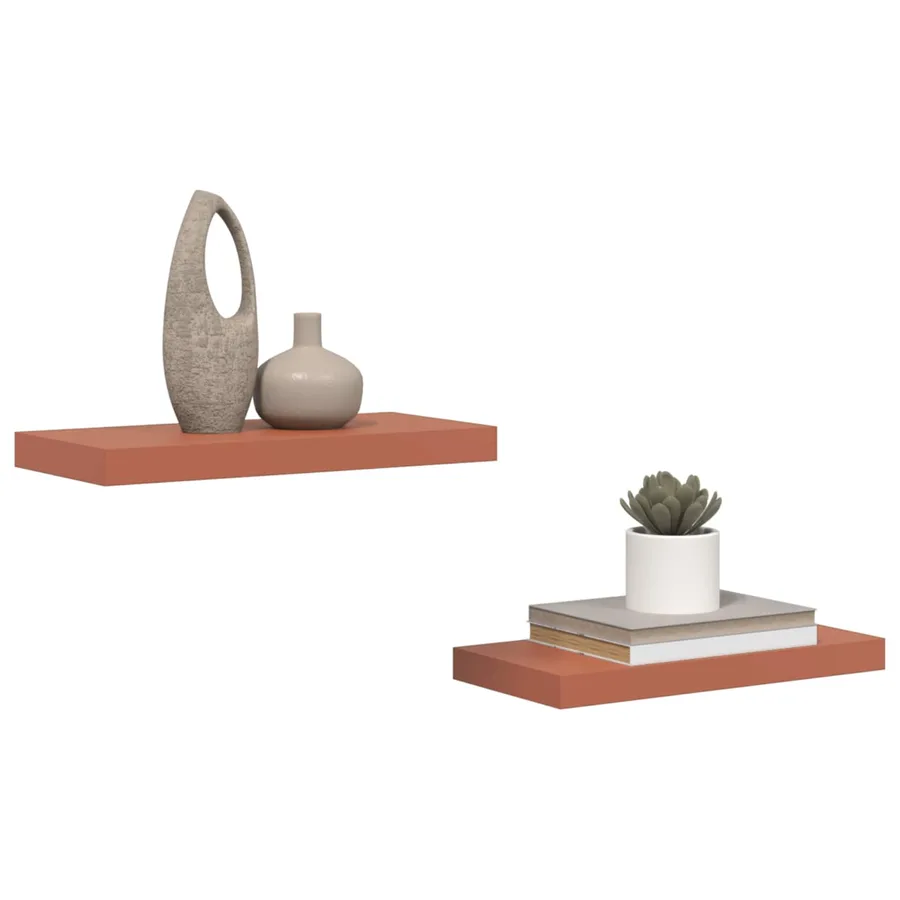 Étagère Murale 2 pcs Rouge 50 x 23 x 4 cm Bois d'ingénierie - 3