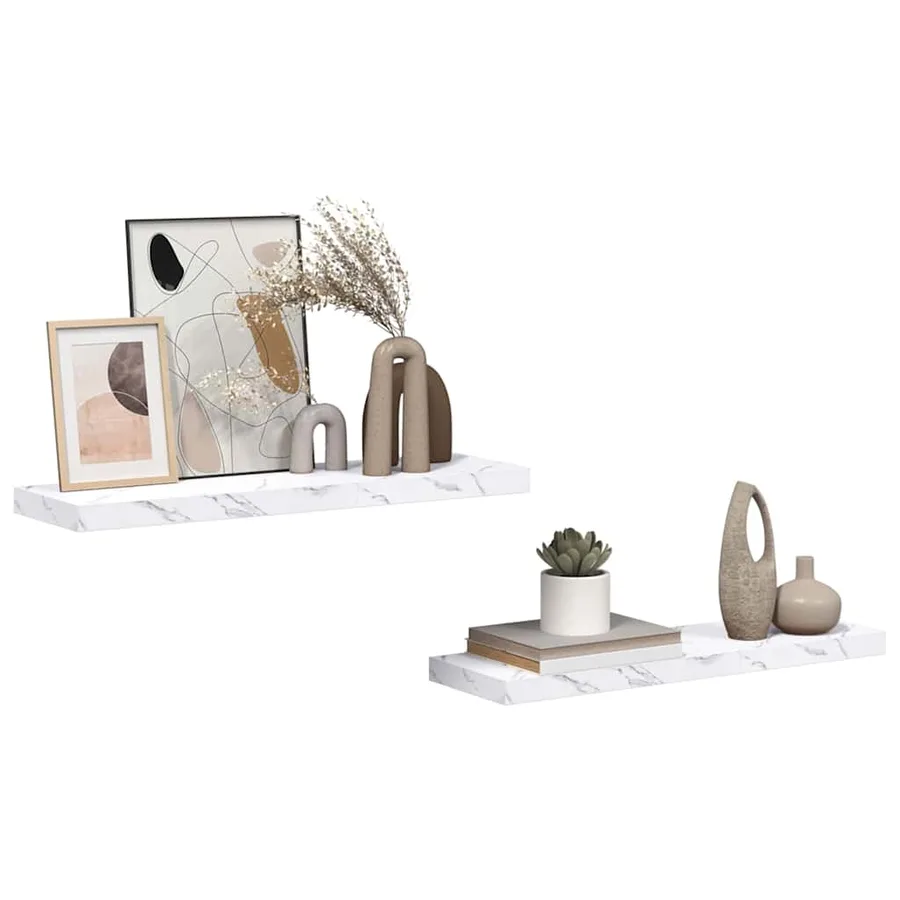 Étagère Murale 2 pcs Marbre blanc 80 x 23,5 x 4 cm - 3