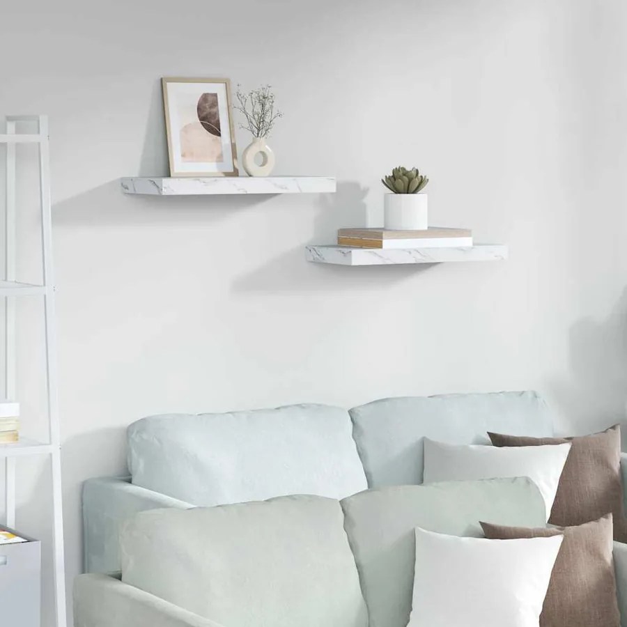 Étagère Murale 2 pcs Marbre blanc 50 x 23,5 x 4 cm