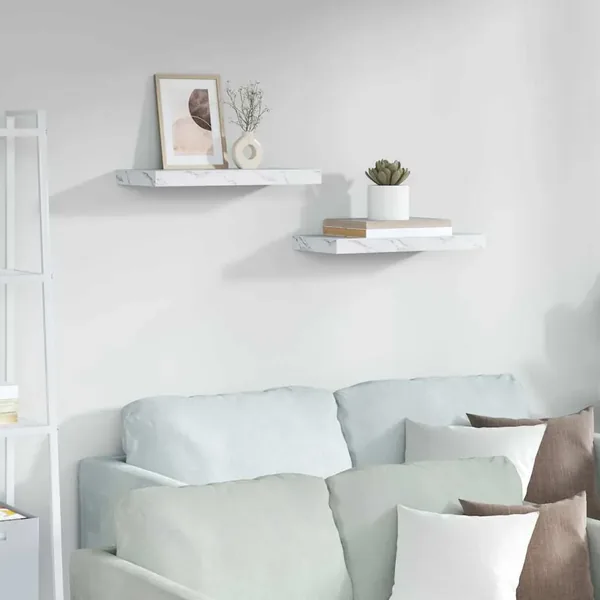 Étagère Murale 2 pcs Marbre blanc 50 x 23,5 x 4 cm