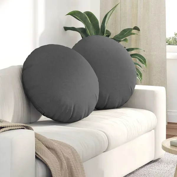 Coussins de siège 2 pcs Gris foncé Ø60 x 21 cm tissu