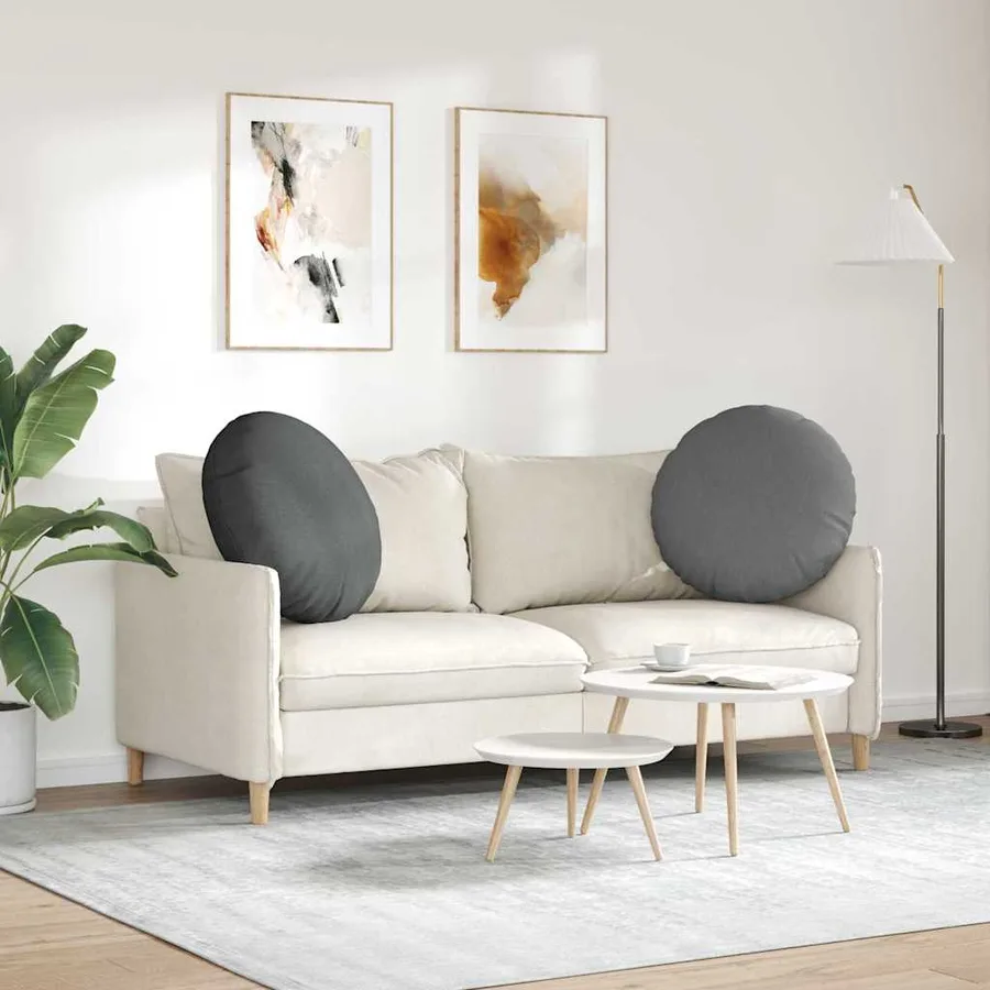 Coussins de siège 2 pcs Gris foncé Ø60 x 21 cm tissu - 4