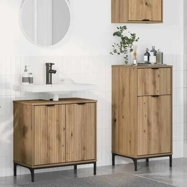 Ensemble de mobilier de salle de bain 2 pc Chêne artisanal