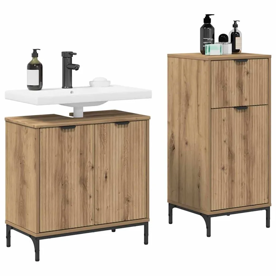 Ensemble de mobilier de salle de bain 2 pc Chêne artisanal - 3