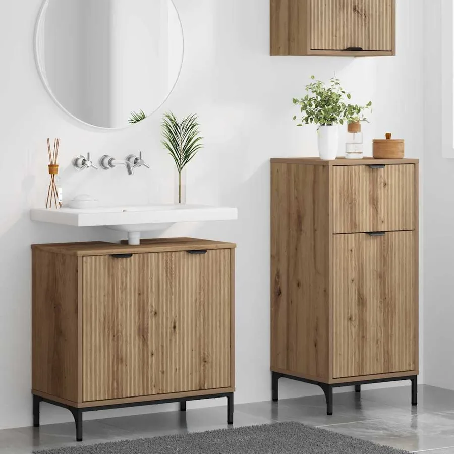 Ensemble de mobilier de salle de bain 2 pc Chêne artisanal - 4