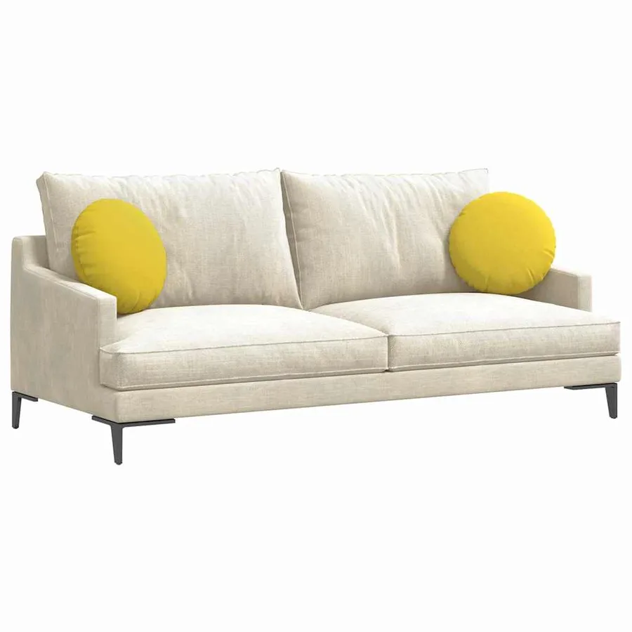 Coussins de siège 2 pcs Jaune clair Ø40 x 13 cm tissu - 3