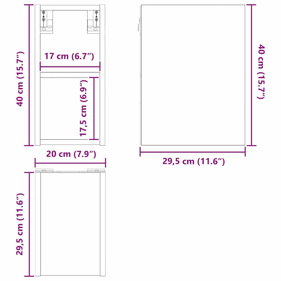 Armoire suspendue avec stockage Gris Sonoma 20 x 29,5 x 40 cm - 12