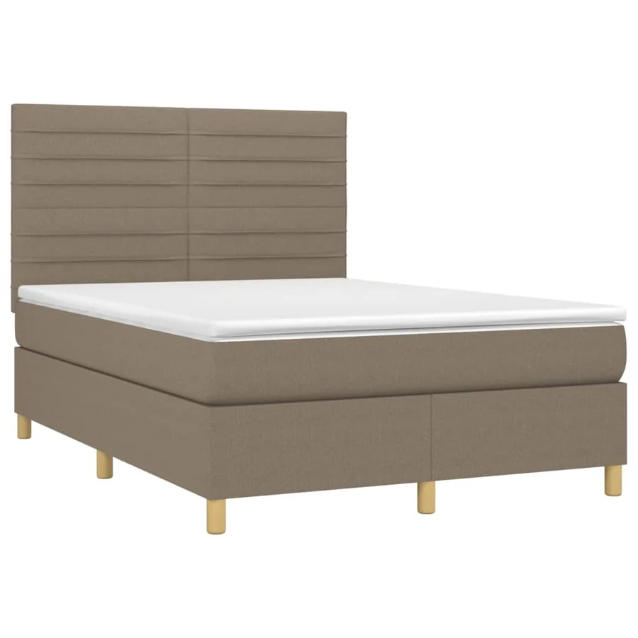 Sommier à lattes de lit avec matelas Taupe 140x190 cm Tissu - 3