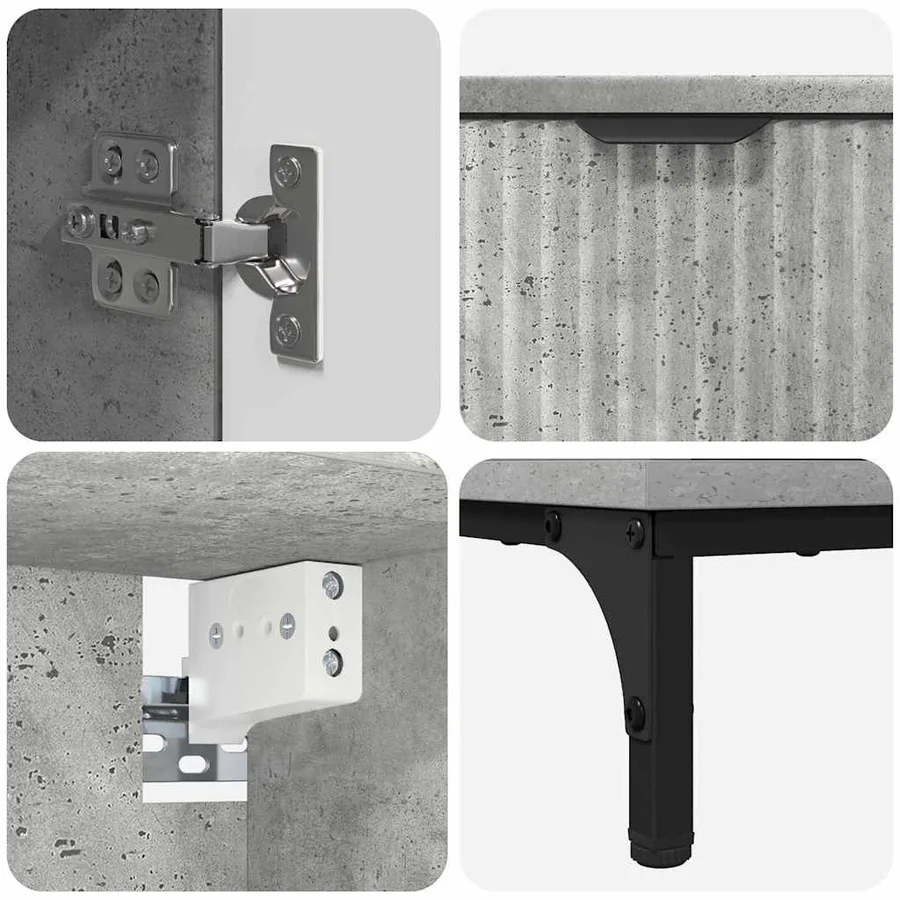 Ensemble de mobilier de salle de bain avec tiroir Gris béton - 8
