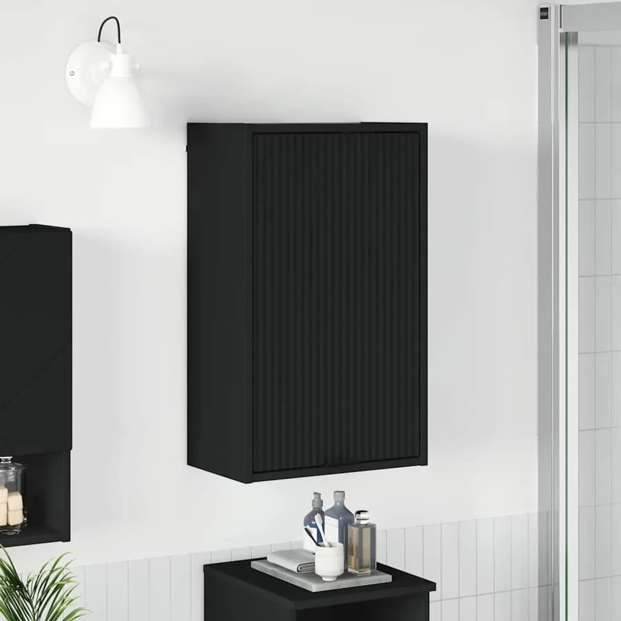 Cabinet de salle de bain Montage mural Noir 39 x 23,5 x 65 cm