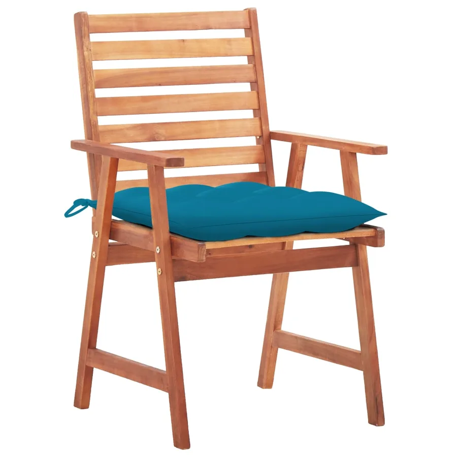Chaises à manger d'extérieur lot de 2 et coussins Acacia massif - 2