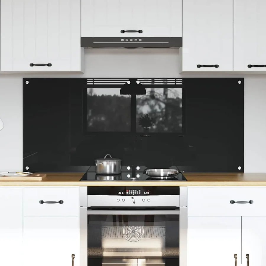 Crédence de cuisine 2 pcs Noir 70 x 60 cm verre trempé
