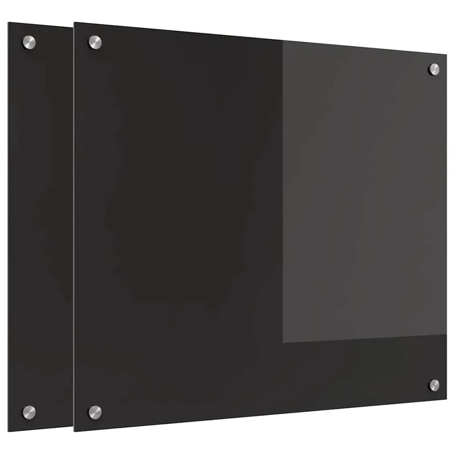Crédence de cuisine 2 pcs Noir 70 x 60 cm verre trempé - 2