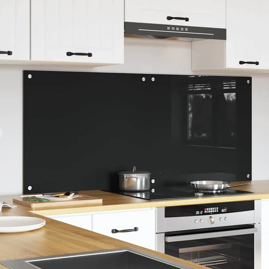 Crédence de cuisine 2 pcs Noir 70 x 60 cm verre trempé - 3