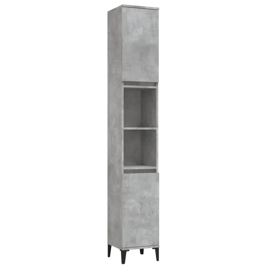 Armoire de salle de bain gris béton 30x30x190 cm - 2