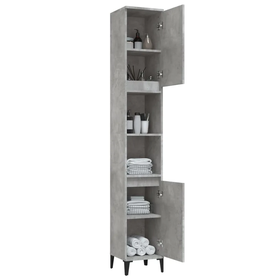 Armoire de salle de bain gris béton 30x30x190 cm - 4