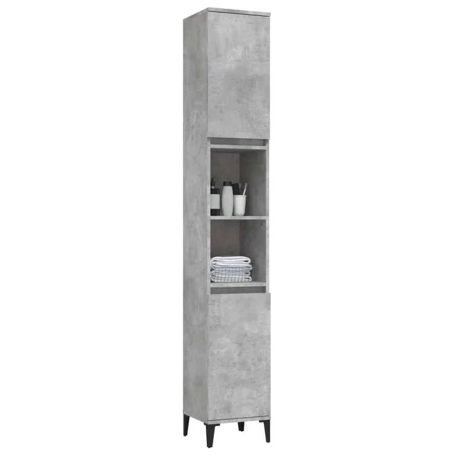 Armoire de salle de bain gris béton 30x30x190 cm - 5