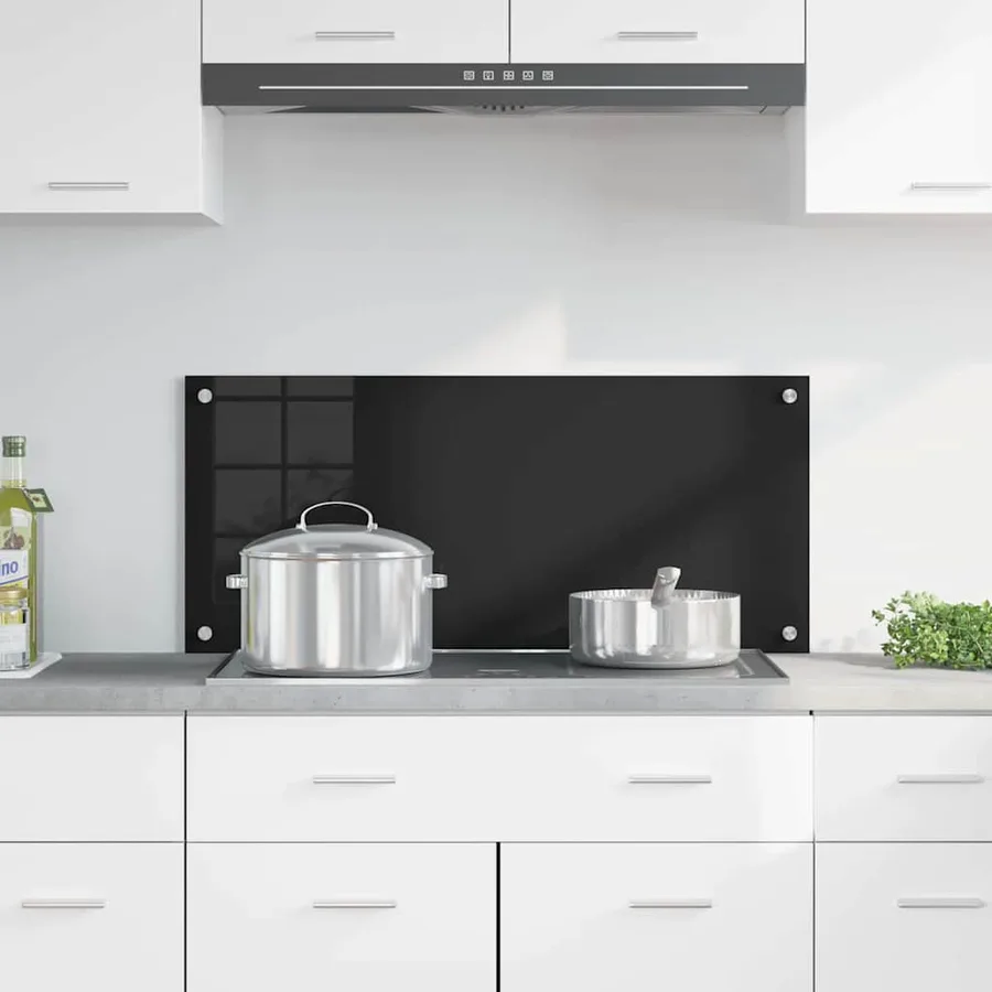 Crédence de cuisine Noir 90 x 40 cm verre trempé - 3