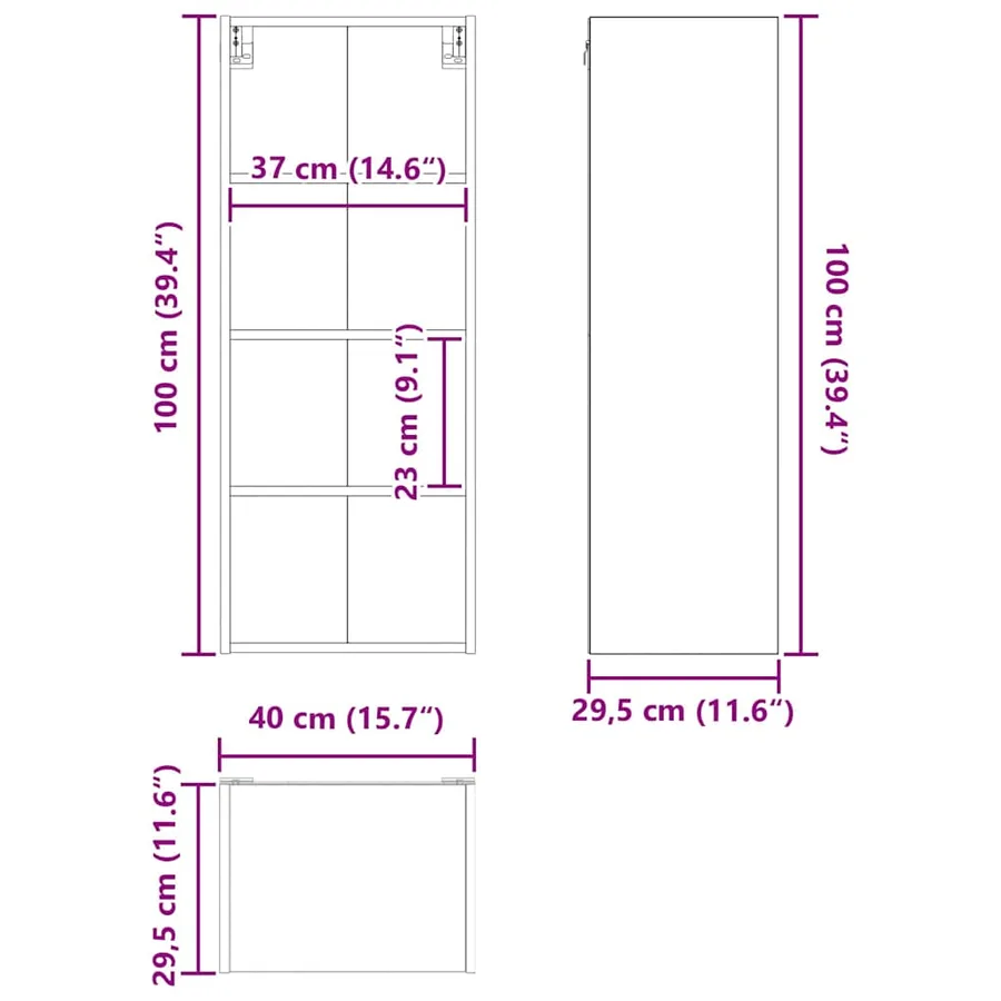 Armoire suspendue avec stockage Bois ancien 40 x 29,5 x 100 cm - 12