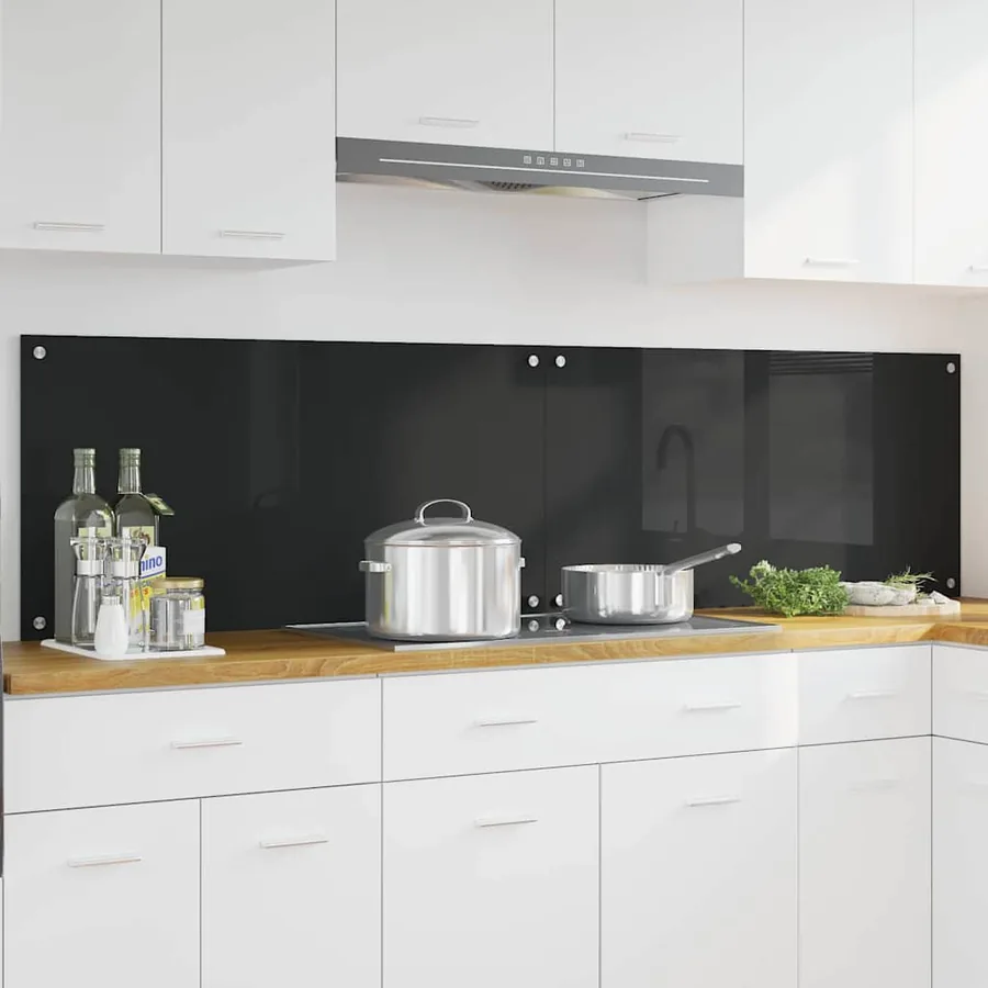 Crédence de cuisine 2 pcs Noir 100 x 50 cm verre trempé