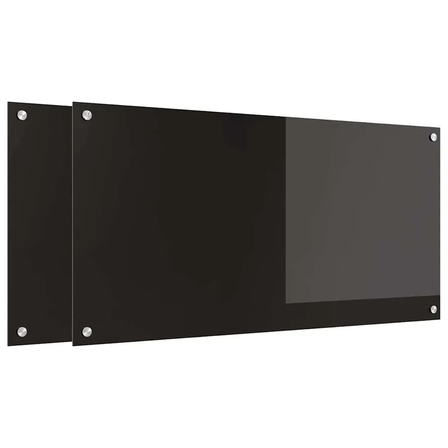 Crédence de cuisine 2 pcs Noir 100 x 50 cm verre trempé - 2
