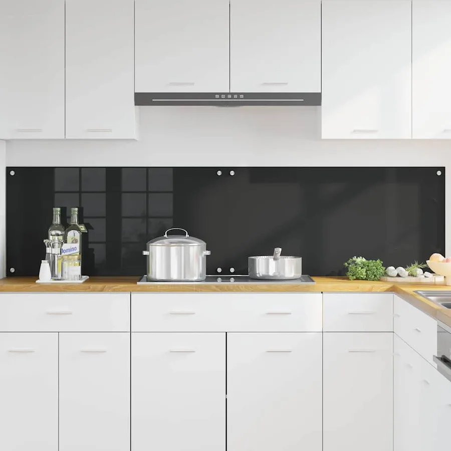 Crédence de cuisine 2 pcs Noir 100 x 50 cm verre trempé - 3
