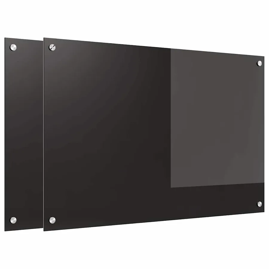 Crédence de cuisine 2 pcs Noir 90 x 60 cm verre trempé - 2