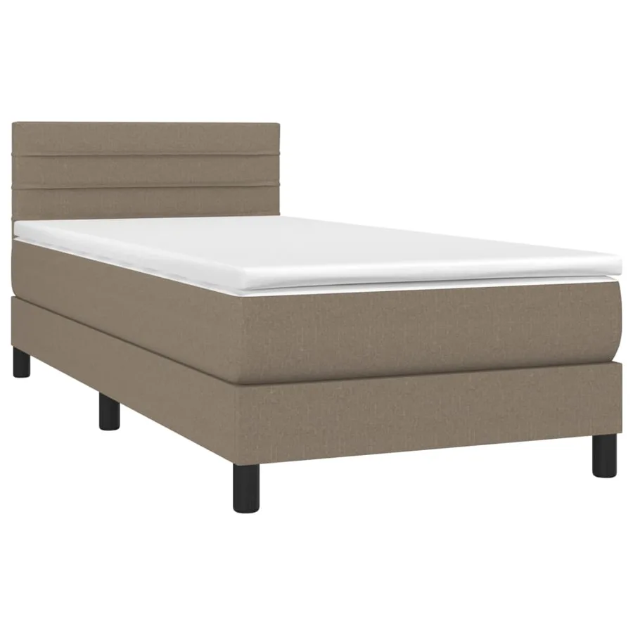 Sommier à lattes de lit avec matelas LED Taupe 90x200 cm Tissu - 3