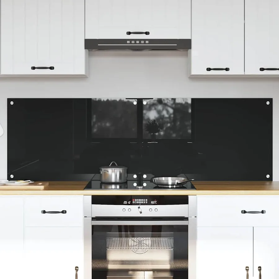 Crédence de cuisine 2 pcs Noir 80 x 50 cm verre trempé