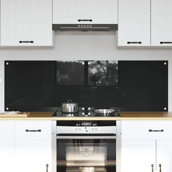 Crédence de cuisine 2 pcs Noir 80 x 50 cm verre trempé