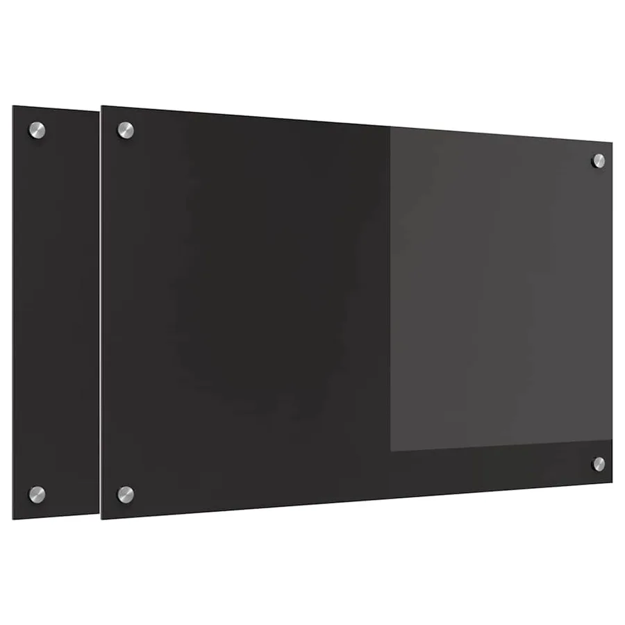 Crédence de cuisine 2 pcs Noir 80 x 50 cm verre trempé - 2