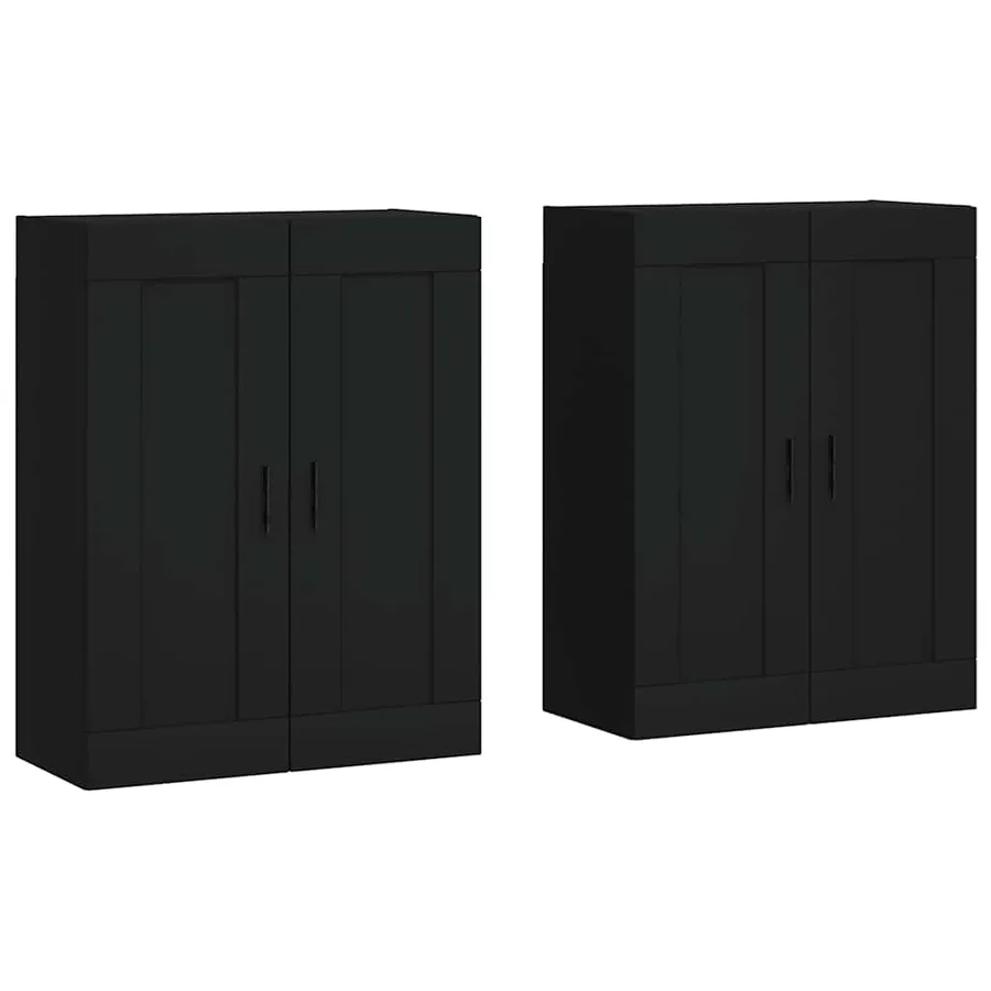 Armoires murales 2 pcs noir bois d'ingénierie - 2