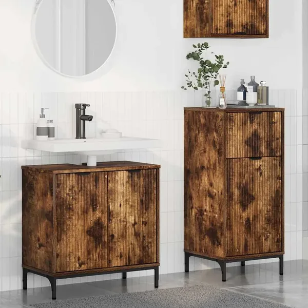 Ensemble de mobilier de salle de bain 2 pcs Chêne fumé
