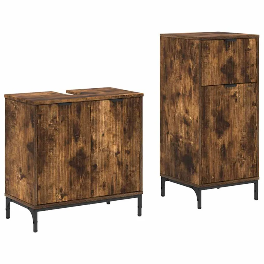 Ensemble de mobilier de salle de bain 2 pcs Chêne fumé - 2