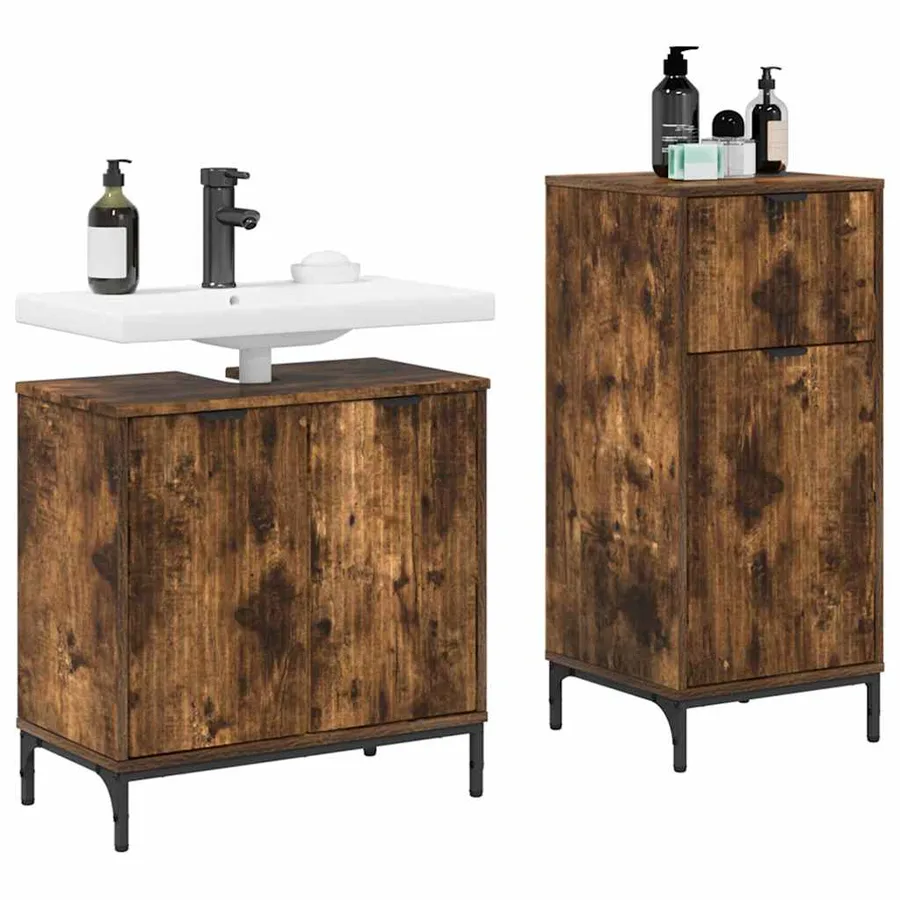 Ensemble de mobilier de salle de bain 2 pcs Chêne fumé - 3