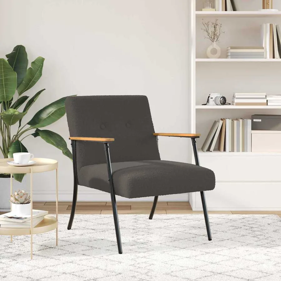 fauteuil Gris foncé Tissu ressemblant à de la laine bouclée - 3
