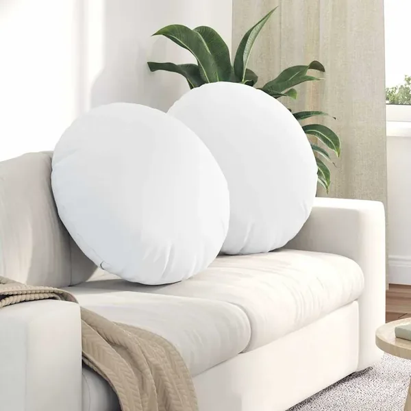 Coussins de siège 2 pcs Blanc Ø60 x 21 cm tissu