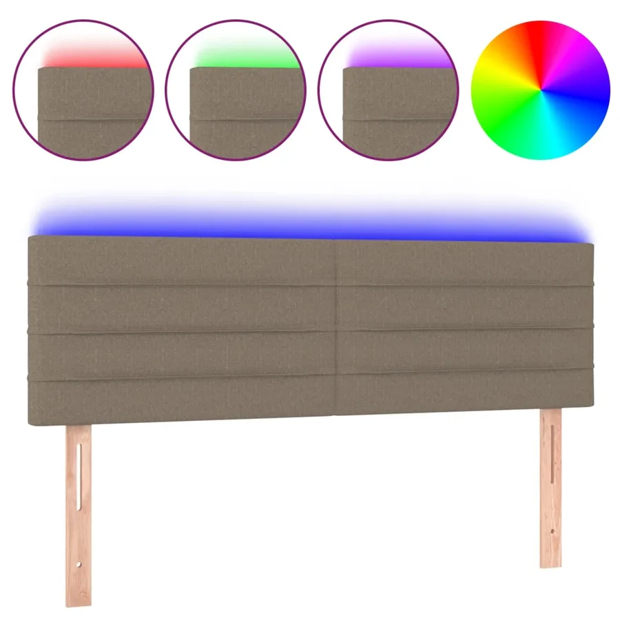 Tête de lit à LED Taupe 144x5x78/88 cm Tissu - 2