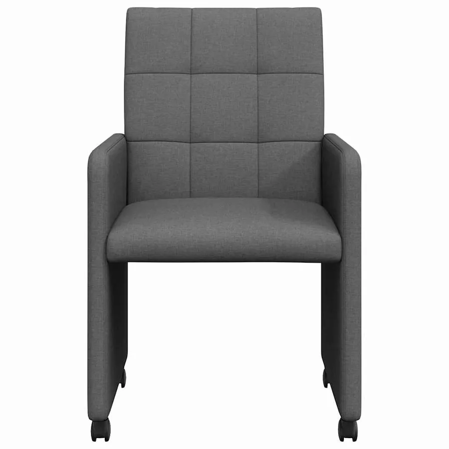 Chaises de Salle à Manger avec Roues 2 pcs Gris foncé tissu - 4