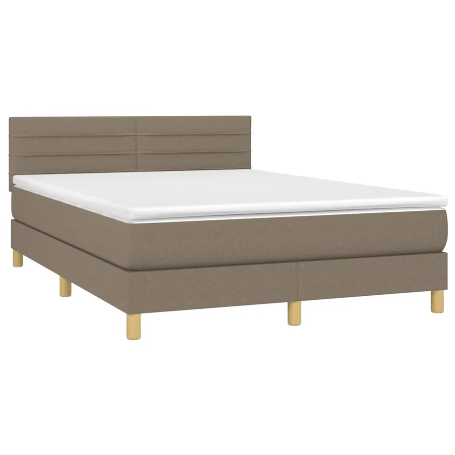 Sommier à lattes de lit avec matelas LED Taupe 140x200 cm Tissu - 4