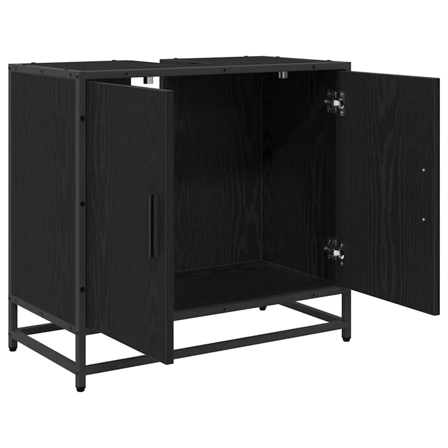 Meuble de Lavabo de Salle de Bain Chêne noir 65 x 33 x 60 cm - 5